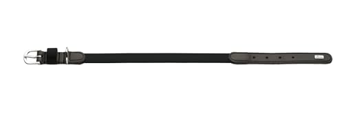 HUNTER Hundehalsband WOLMAR aus BioThane® und Leder, robust, wasserabweisend, pflegeleicht, Kontrastnaht, Made in Germany, Farbe: schwarz/grau, Größe: 45