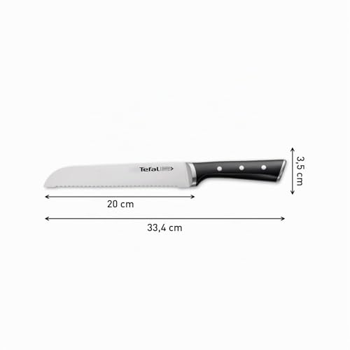 Tefal Ice Force Couteau à pain 20 cm, Couteau de cuisine, Lame en acier inoxydable allemand, Coupe performante, Tranchant longue durée, Garantie 10 ans K2320414