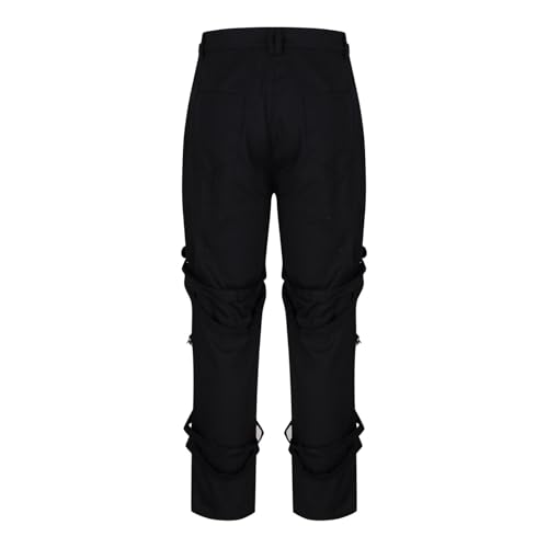 Men's Hip Hop Rock Punk Pants Techwear Cargo Pants Gothic Chain Buckle Strap Goth Rave Harem Pants3