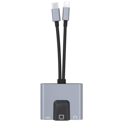 Image of YRREATY Type-C USB C to 3.5mm RJ45 Adapter Hub with Ethernet LAN Network Audio Port Docking Station for Phone Laptop PC