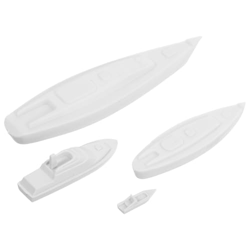 WRITWAA Modelos de Barco Náutico de Plástico de Color Claro, 4 Piezas, Miniatura Decorativa para Jardín de Hadas y Manualidades DIY, Accesorios para Mesa de Arena y Micropaisaje, Uso