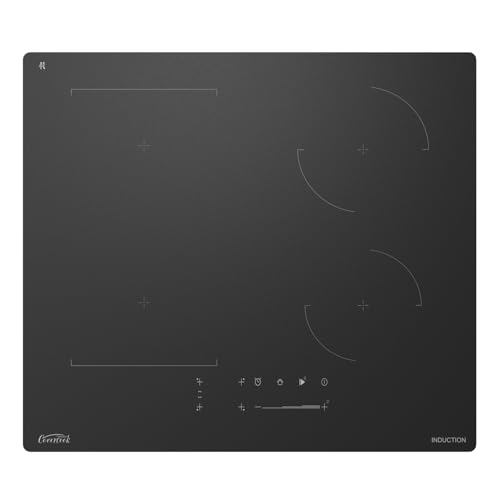 COVERCOOK Table de cuisson électrique à induction 59 cm, plaques chauffantes encastrables avec zone pont, 7000 W, 240 V, verre mat, résistant aux rayures,...