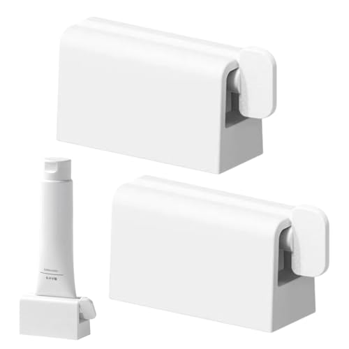 Jravezt 歯磨き粉スクイーザーローリング 軟膏押出器 2個セット 歯磨き粉ホルダー チューブ絞り器 ABS製 歯磨き粉クリップ チューブしぼり器 歯磨き粉スタンド チューブ 歯磨き粉出し機 (白)