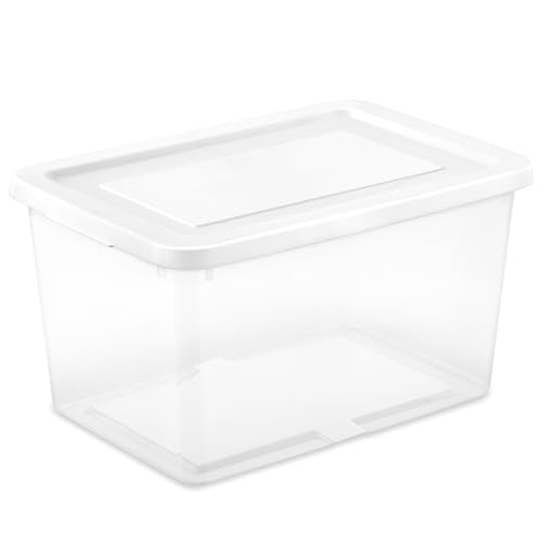 Image of Sterilite Storage Box, Stackable Clear Plastic Bins, 20 Quart, 18-Pack