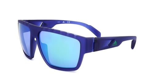 Image of adidas Men's SP0008 Sunglasses, Matte Blue/Green Mirror, 61