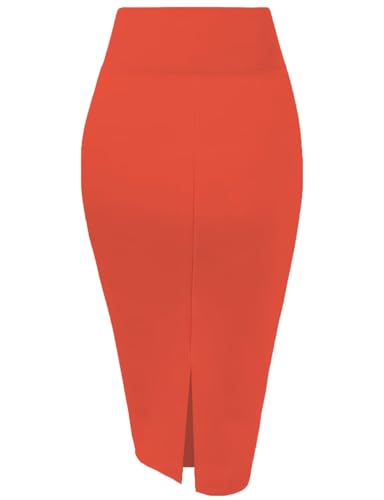 Image of Hybrid & Company Women's Premium Nylon Ponte Stretch High Waist Pencil Suit Skirt Below Knee