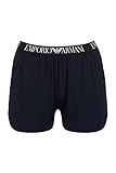 Emporio Armani Swimwear Damen Trousers Beachwear Viscose Logoband Lässige Shorts, Marine, L