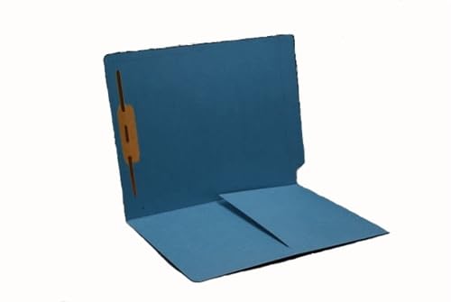 Blue Folders - 11pt, 1 Top Fastener, 1/2 Pocket, End Tab, Box of 50