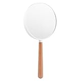 Baluue Vintage Handspiegel aus Holz Zweiseitig mit Vergrößerung Kompakter Kosmetikspiegel für Frauen Handlich und Leicht für Unterwegs und Tägliche Schminkkorrekturen Weiß