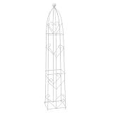 UxicRuya Vertikale Stütze Gartenobelisk Pflanzstütze Eisen Rankhilfe Wetterfest für Balkon Eingang Garten Außendekoration Geschenkanlässe, Weiß Antik