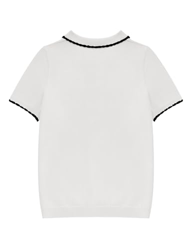 Image of Girls Short Sleeve Polo Shirt V Neck Button Down Shirts Summer Knit School Uniform Crop Tops