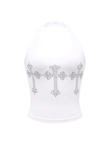 Débardeur Y2k extensible avec motif croix en strass pour sublimer la silhouette