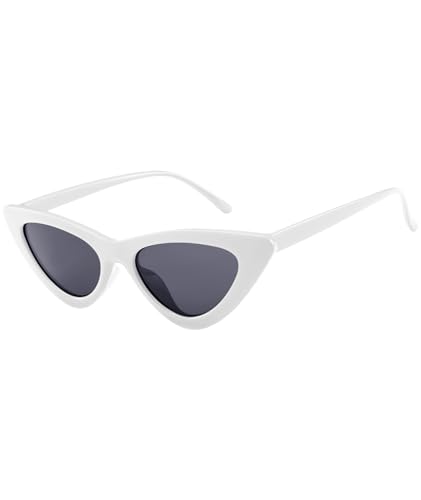 PLULON Vintage Narrow Cat Eye Sunglasses for Women Men Retro Cat Eye Sunglasses Womens Sun Glasses Retro Cateye Glasses for Boys Girls Birthday Summer Beach Pool Party