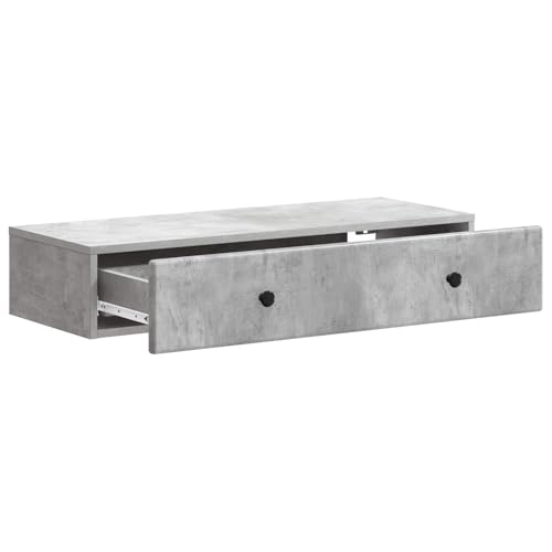 Table d'appoint murale gris béton 87,5cm avec tiroir de rangement - 5