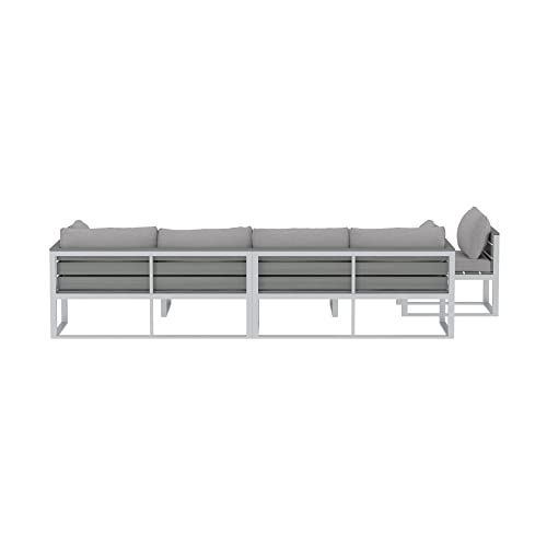 Sakona Home 4-Piece Modern Metal Aluminum Outdoor Patio Chat Set With Cushions - Grey #TOP4