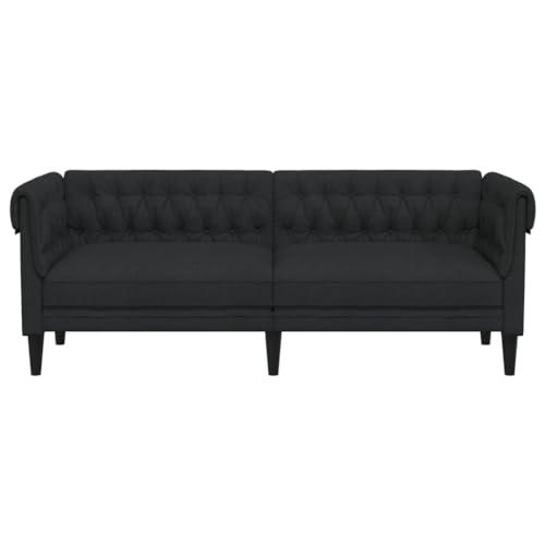 Festnight 3-Sitzer Chesterfield Sofa Couch 3er Couch Stoff Polstersofa Wohnzimmer-Schwarz 201,5 x 74,5 cm – Bild 6