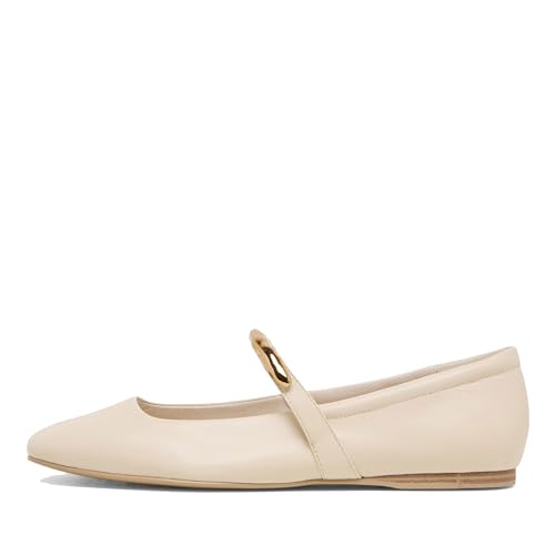 Ballet Flats for Women - Mary Jane Style with Strap, Square Toe Pull - on, Stylish and Elegant for Formal Office Wear