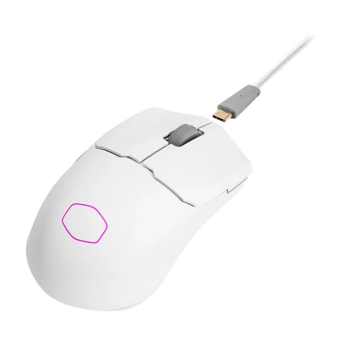 Cooler Master MM712 RGB-LED Mouse da Gioco Wireless Ibrido Ultraleggero 59g - Sensore Ottico PAW3370 19K DPI, Interruttori Ottici 70 milioni di Clic,On-The-Fly, MasterPlus+ (38 K DPI, solo PC), Bianco