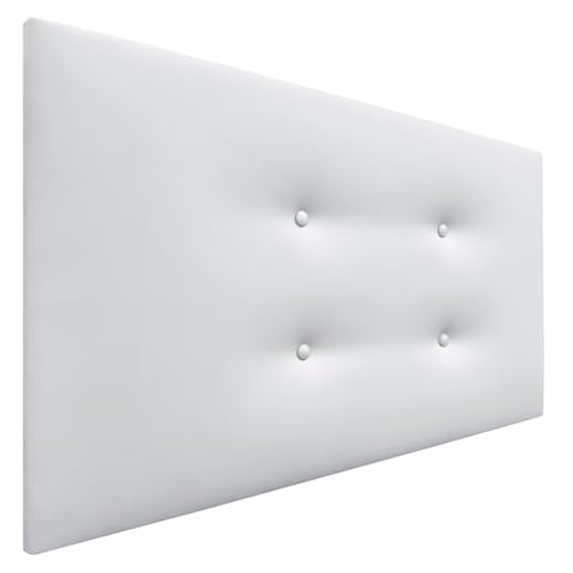 DHOME Cabecero de Polipiel o Tela AQUALINE Pro con 2 hileras de Botones Cabezal tapizado Cama Lujo (105cm (Camas 80/90/105), Polipiel Blanco)