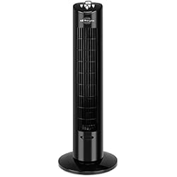 Ventilador Torre Negro Orbegozo TW 0800 - Ventilador de torre con temporizador, bandeja para Esencias, 3 Velocidades, movimiento oscilante, 60 W, Color Negro