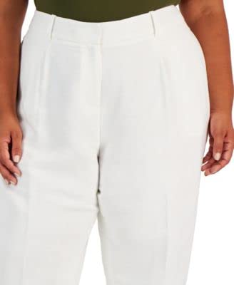 Calvin Klein Womens Plus Pleat Front Wear to Work Ankle Pants Ivory 16W4
