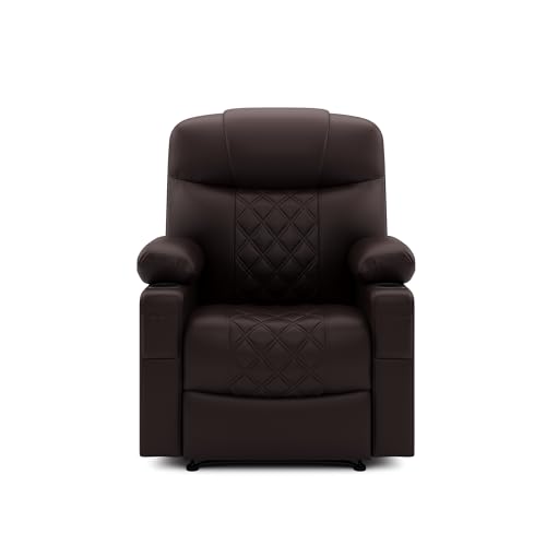 Image of Amazon Brand - Solimo Dreamsit | Single Seater Sofa Recliner | Manual Recliner (Leatherette Brown)