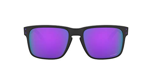 Oakley Men's OO9102 Holbrook Square Sunglasses, Matte Black/Prizm Violet, 57 mm