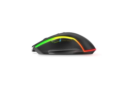 NXKEOS Mouse da gioco Sensore ottico ad alta precisione, 6400 DPI, RGB Rainbow, 7 pulsanti programmabili, nero - Mouse gaming - Immagine 2