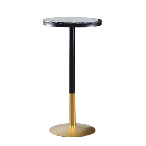 Sdfb Marble Round Pub Bar Table,21.523.6 Inch& 55Cm60Cm Iron Art Coffee Patiotable, With Gold And Black Stitching Leg Base Height 41.3Inch105Cm, For Home, Cafe(Single Table| Black) #TOP23