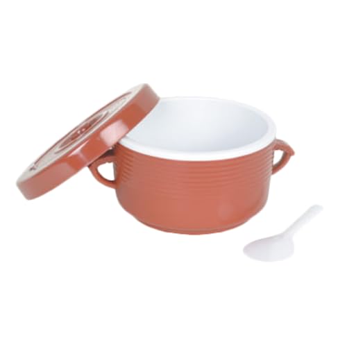 T-111 Rice Container with Handles, 64oz, 10-1/2" Dia, Insulated, Rice Spoon Included, Plastic Body, Melamine Cover