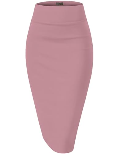 Image of Hybrid & Company Women's Premium Nylon Ponte Stretch High Waist Pencil Suit Skirt Below Knee