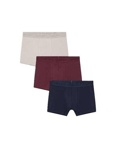 Organic Basics Men's Core Organic Cotton Boxer Trunk Underwear 3-Pack, Stone Grey/Plum/Deep Navy, L
