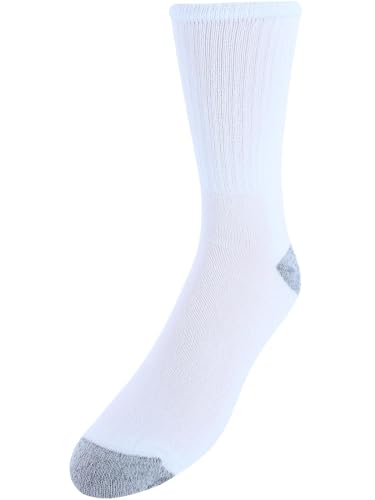 Men's Half Cushion Cotton Crew Socks (Pack of 10), White3