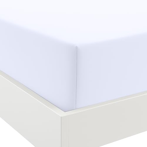 Anti-Allergy Anti-Bacterial Brushed Microfibre Polyester Fitted Bed Sheet - 28cm Depth, Easy Care, Fade Resistant (White, Double)