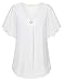 Bebonnie White Tops for Women Button Down Shirt Ladies Business Casual Summer Short Sleeve V Neck White Dressy Tops for Women Petite Chiffon Tunic Blouses & Button-Down Shirts White M