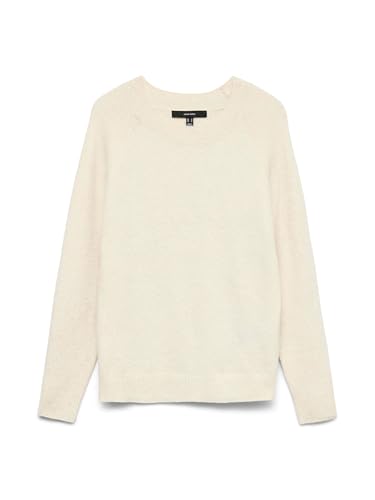 VERO MODA Blusa feminina Vmdoffy Ls com gola redonda, Branco (bétula/melange), M