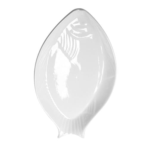 DOITOOL Assiette de Service Céramique Forme Poisson Plat de Présentation pour Poissons et Apéritifs Vaisselle Maison et Restaurant