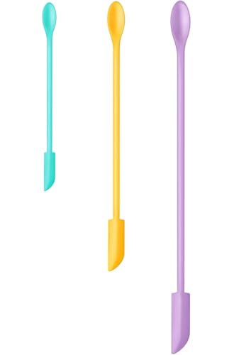 Silicone Spatula Set (3Pcs) - Mini Scraper Tool for Beauty & Food - Reach Every Last Drop, Multi-Size Spatulas for Makeup Jars, Lotion Bottles & Kitchen Containers​