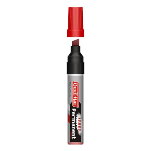 Image of Soni Officemate Jumbo Permanent Marker| Pack of 2 (Red)|Smudge-Free, Low Odor | Extra-Wide 10mm Chisel Tip | Refillable