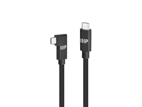 Monoprice USB4 20Gbps Cable - 240W EPR 4K60Hz Braided Ultra High-Speed Right-Angle Connector 3ft Black - 2 Pack