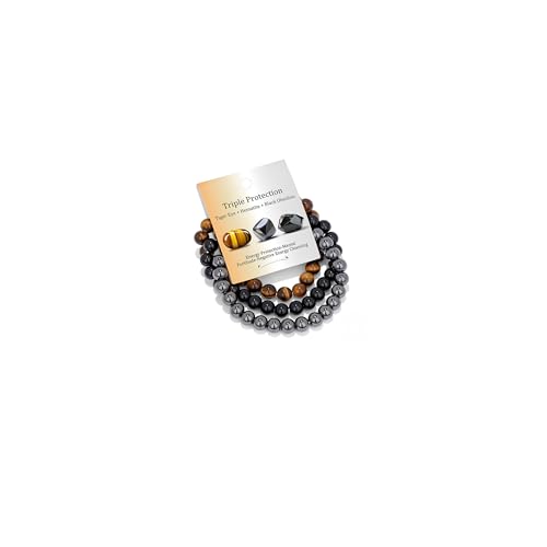 Vinswet Healing Crystal Bracelets for Women Men 8mm Tiger Eye Hematite Black Obsidian Natural Stone...
