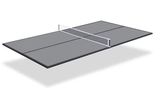 REAHOISY Ping Pong Table Top, 7FT/8FT Foldable Table Tennis Table Topper for Pool Table, Indoor Outdoor Table Tennis Conversion Top for Billiard Table w/Net & Foam Padding, Easy Conversion (7ft-Gray)