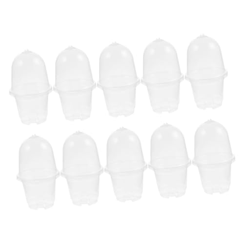 Hemoton 10Sets Clear Seedling Pots with Lids Transparent Plastic Nursery for Outdoor Use Flower Pots with Drainage for Growing Healthy Plants