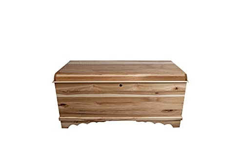 Image of Rustic Red Door Co. Cedar Hope Chest with Waterfall Top, Amish Made Wooden Storage Trunk Box for Bedroom, Blanket, Clothes, Anti-Slam Hinges and Lock, 42 inch, Rustic Hickory Wood, Natural Stain