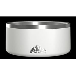 Hydrapeak Dog Bowl; Non Slip Stainless Steel; Water and Food Dish; Large Sized and Small Dogs; 32oz 64oz; Multiple Sizes | 8 Cup | White