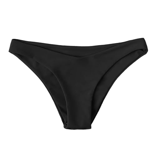 Bikini Cambia Color Agua Mujer Tallas Grandes Parte Inferior de Bikini de Cintura Alta Calzoncillos de Natación Pantalones Cortos de Playa Parte Inferior Fruncida Parte Inferior de Bikini (Black, XXL)