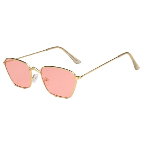Lunettes de soleil steampunk dorées et roses à monture métallique irrégulière rétro