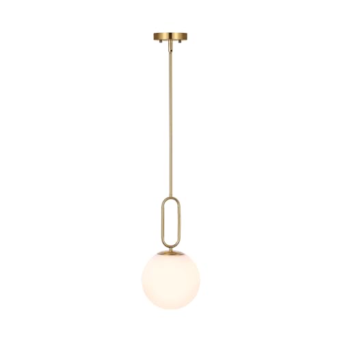 BAODEN Modern Gold Globe Pendant Light White Globe Glass Shade