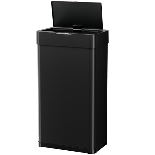 AthLike Sensor Trash Can, Touchless Motion Sensor Trash Bin, Smart Automatic Garbage Can with Soft-Close Lid, Bag Retainer Ring and Display Light,for Kitchen,Living Room Office (Black, 21.1 Gal)