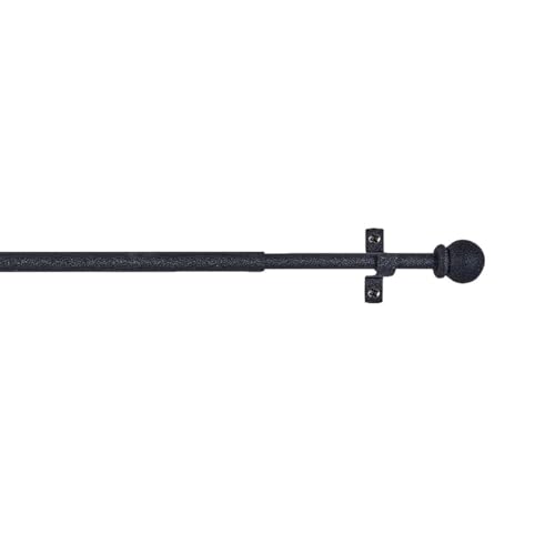CINTACOR | Barra Cortina Decorativa, Portavisillos Extensible Metálico con Tornillos y Soportes, Barra Ajustable | Diámetro 10mm | Color: Esfera Negro, 70-120cm